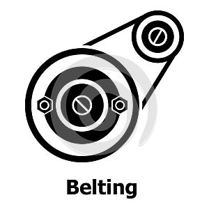 Belting drive icon, simple black style photo