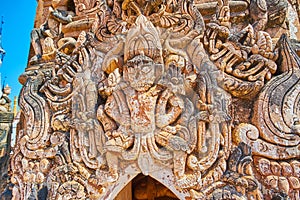 Belu mythical creature on stupa of Kakku Pagodas, Myanmar