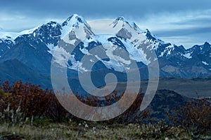 Belukha mountain at sunset