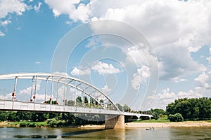 Belvarosi Hid bridge and Tisza River in Szeged, Hungary photo