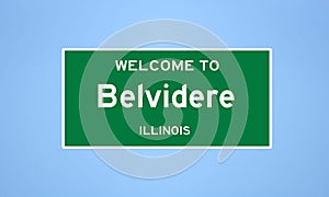 Belvidere, Illinois city limit sign. Town sign from the USA. photo