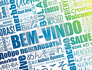 Bem-Vindo Welcome in Portuguese word cloud in different languages