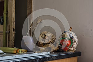 bemalte kuerbisse mit schimmel