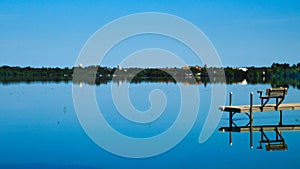 Bemidji, Minnesota across Lake Irving on a sunny day