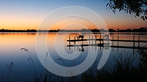 Bemidji, Minnesota across Lake Irving after sunset