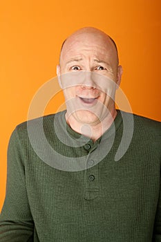 Bemused Bald Caucasian Man
