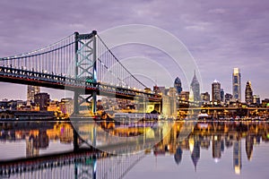 Ben Franklin bridge and Philadelphia skyline, photo