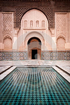 Ben Youssef Medersa Courtyard in Marrakesh Morocco