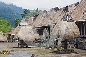 Bena a traditional village with grass huts of the Ngas people in Flores near Bajawa