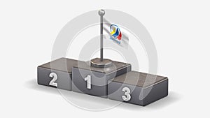 Benbrook 3D waving flag illustration on winner podium.