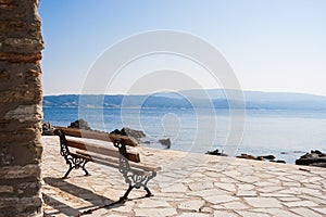 Bench in Amouliani Island, Chalkidiki, Northern Greece