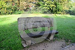 Bench in Autumn in Park in the Town Bad Bevensen, Lower Saxony