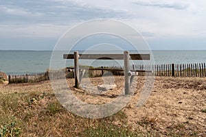 Bench at coast beach horizon in vendee France