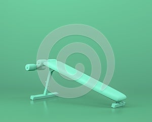 Bench Decline gym equipments,  in monochrome blue color background,3d Rendering