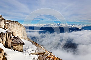 The bench on the edge of the mountain