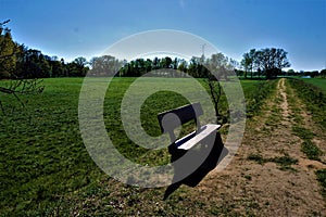 Bench in front of a field near Wienhausen abbey