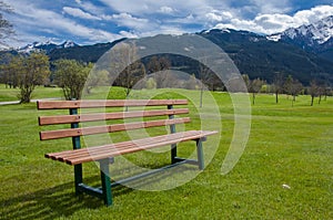 Bench on golf course