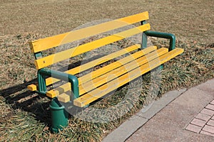 A bench on the grass photo