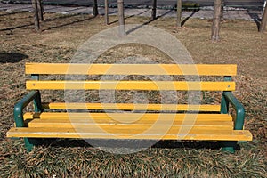 A bench on the grass