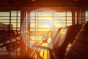 Bench in the hall of airport