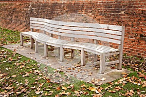 Bench in Holland Park in London, United Kingdom