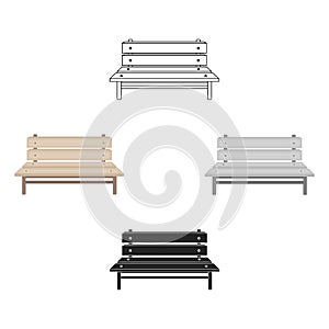 Bench icon in cartoon,black style isolated on white background. Park symbol stock vector illustration.