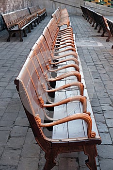 Bench in imperial palace in Forbidden City, Beijing