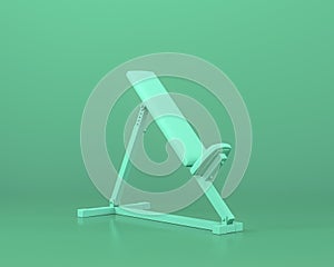 Bench Incline gym equipments,  in monochrome blue color background,3d Rendering