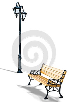 Bench and lamppost photo