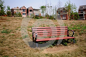 Bench on lawn