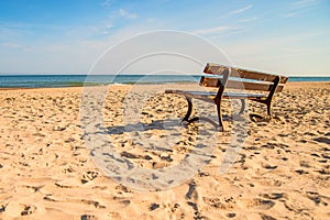 Bench on a lonesome beach of the Baltic Sea