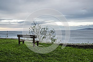 Bench looking over the Cantabrian Sea