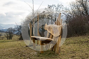 Bench on the meadow. Slovakia