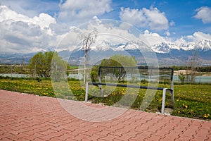 Bench with the mountain view