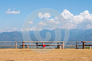 Bench on the mountian at Pai, Chiang mai, Thailand.