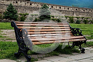 A bench in old monastery's yard