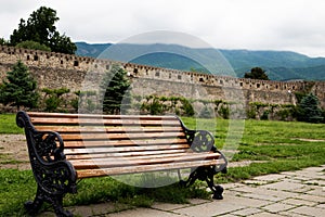A bench in old monastery's yard