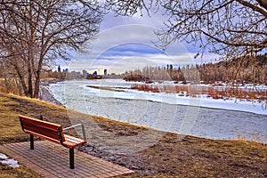 Bench Overlooking The Bow River