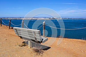 Bench Overlooking San Diego Bay on Bayside Trail at Cabrillo National Monument photo