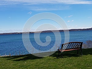 Bench overlooking Seneca lake