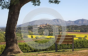 Bench Overlooking the Village of Llabia, Catalonia