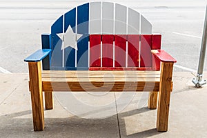 Bench painted like the Texas flag