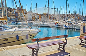 The bench in port of Birgu, Malta