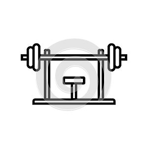Bench press workout icon. fitness equipment for chest muscle exercise in gym. simple monoline graphic