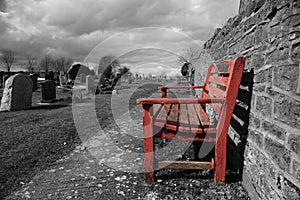 Bench in a public graveyard