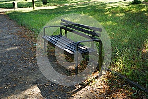 Bench in the recreation area of Berliners. Mahlsdorf, Berlin, Germany photo
