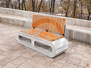 Bench for relaxing in a public park photo