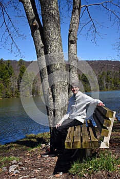 Bench is Resting Spot at Bays Mountain Park photo