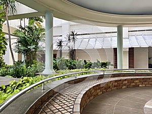 Bench and roof area in park