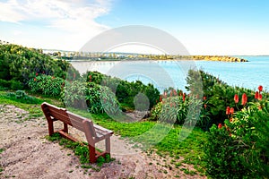 Bench with sea view at Port Elliot, South Australia